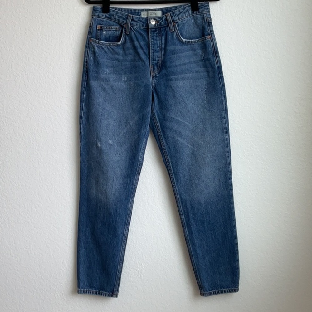 TOPSHOP MOTO Women's Hayden Buttonfly Blue Jeans W28 L34